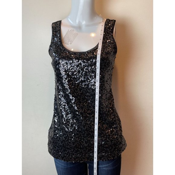 Banana Republic Womens Sequin Tank Top Scoop Neck 233760-01 Black Size Small - Picture 4 of 7